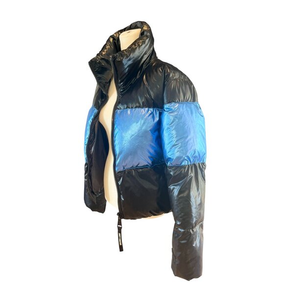 Juicy Couture Black Label Metallic Blue & Black Puffer Jacket Size M - Picture 6 of 9